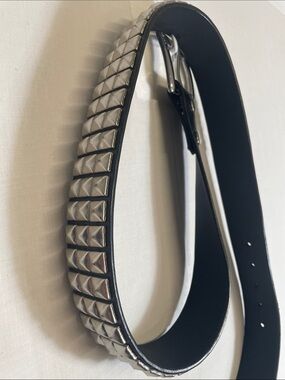 RetroVans Black Leather Logo Belt with Silver studs Hardware skater punk grunge